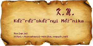 Köröskényi Mónika névjegykártya