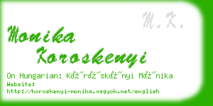 monika koroskenyi business card